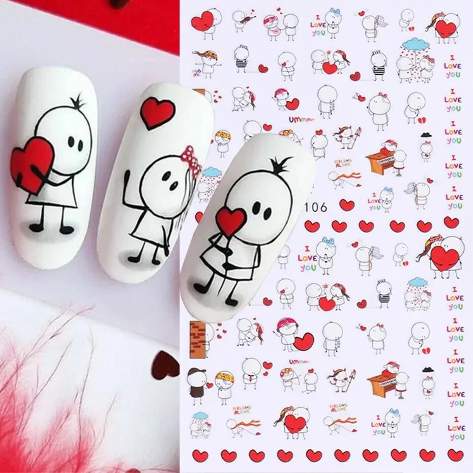 6PCS 3D Valentines Day Nail Art