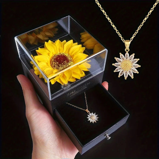 Sunflower Necklace With Gift Box For Valentines day
