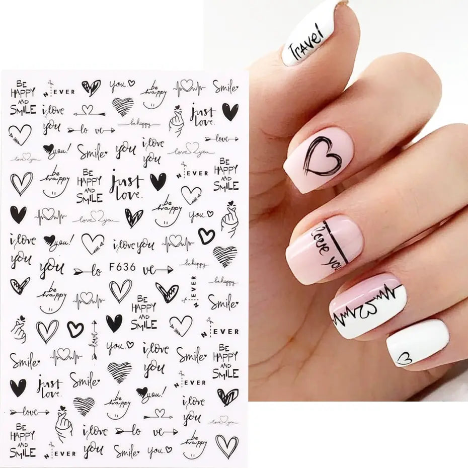2pcs Heart Love Design 3D Nail Art