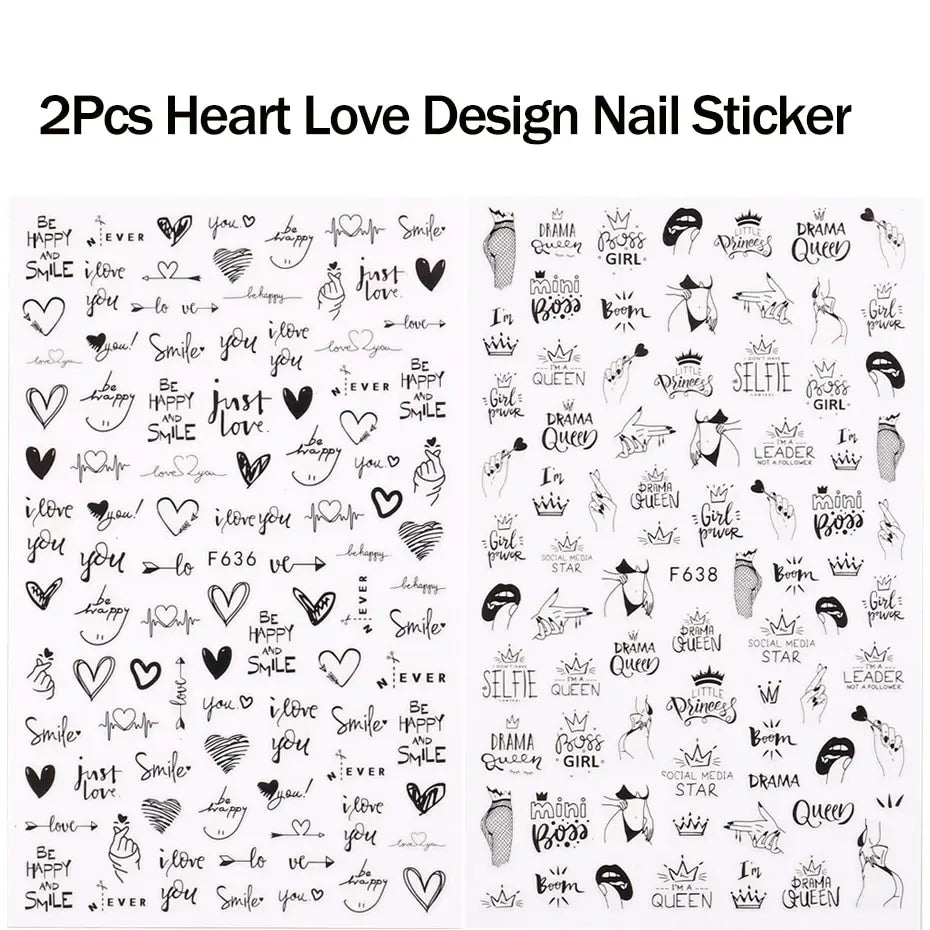 2pcs Heart Love Design 3D Nail Art