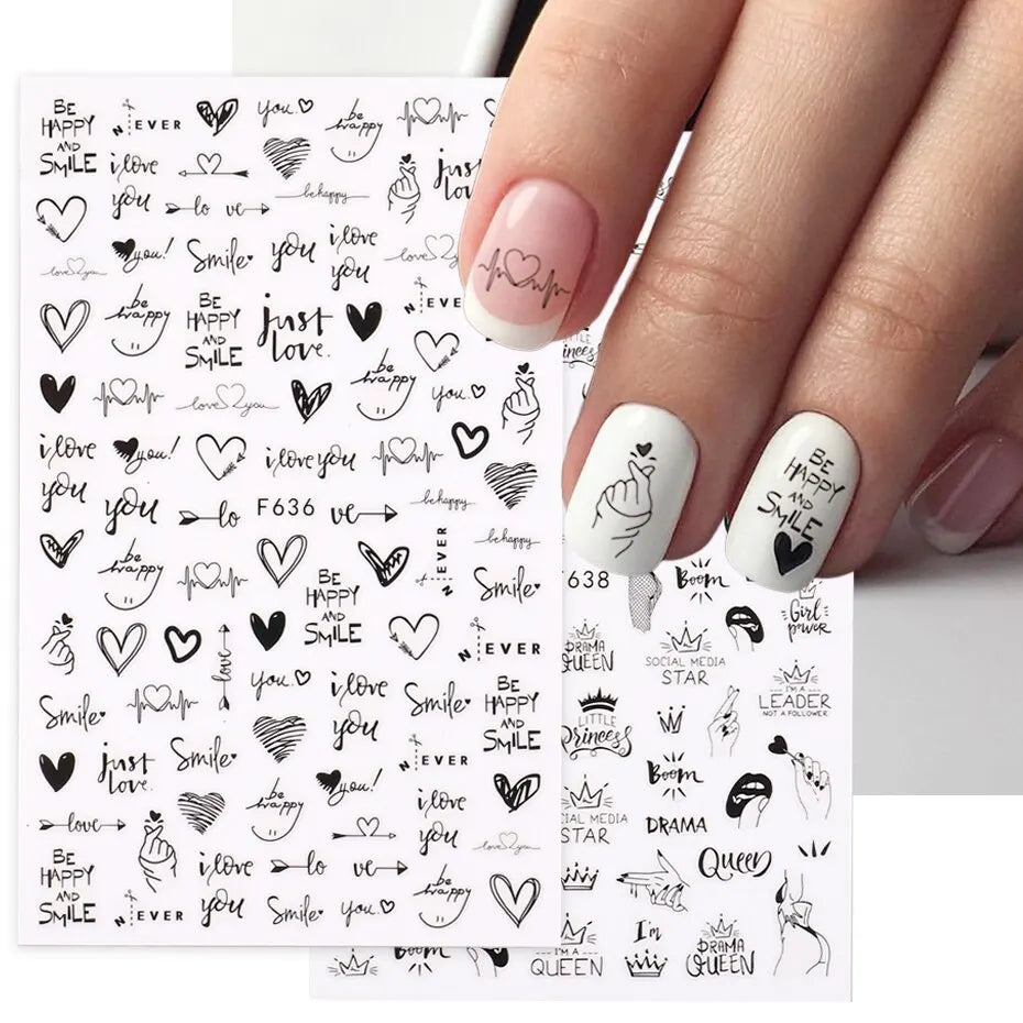 2pcs Heart Love Design 3D Nail Art
