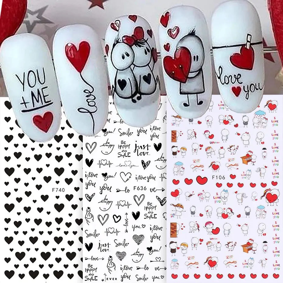 6PCS 3D Valentines Day Nail Art